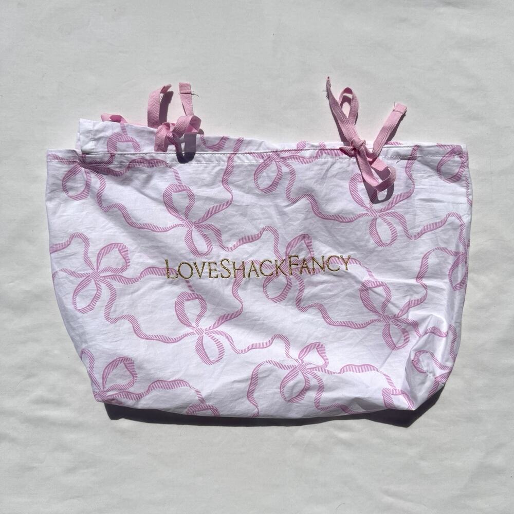 Love Shack Fancy Tote Sheet Bag Pink Ribbon 10X15